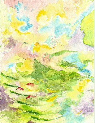 "Andean Fantasies", Aquarell auf Papier, 17,5 x 12,5 cm, 2020