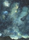 "Andean Night Sky", Aquarell auf Papier, 17,5 x 12,5 cm, 2020