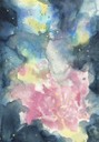 "Kosmische Nebelblume", Aquarell auf Papier, 26 x 18 cm, 2020