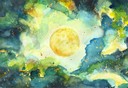 "Vollmond Juli 2020", Aquarell auf Papier, 17 x 25 cm, 2020