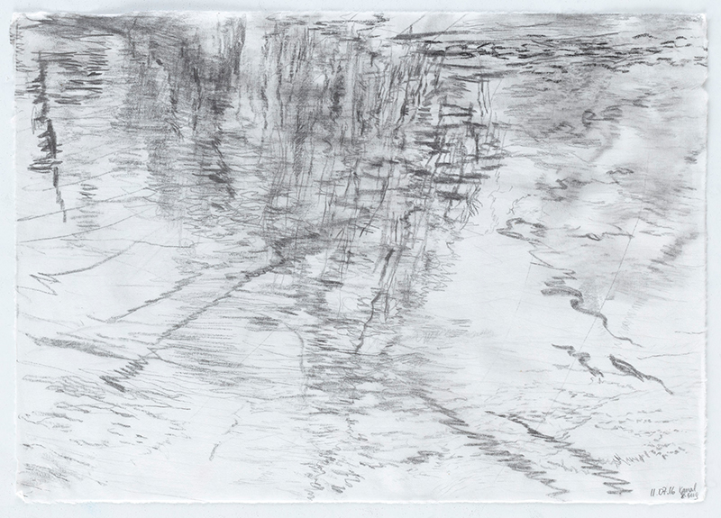 "Gewässer.KanalKreuzberg1", Bleistift auf Wenzhou Papier, 29,7 x 42 cm, 2016