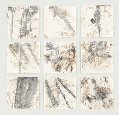"Regenwald", Naturfarbe und Bleistift auf Papier, 60 x 60 cm, 2017